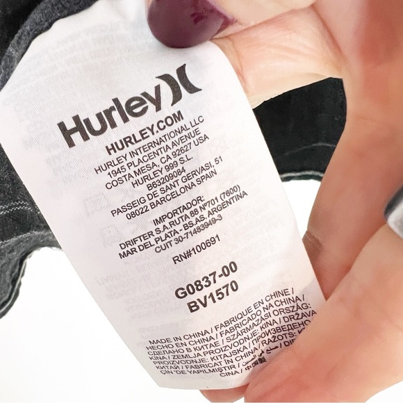 HURLEY GRAY STRIPE SHORT SLEEVE CLASSIC FIT SHIRT MENS SZ SMALL - Picture 5 of 6